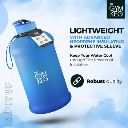 Blue Lagoon Sports Water Bottle Half Gallon - Carry Handle, Big Water Jug for Sport, Ecofriendly, Leakproof